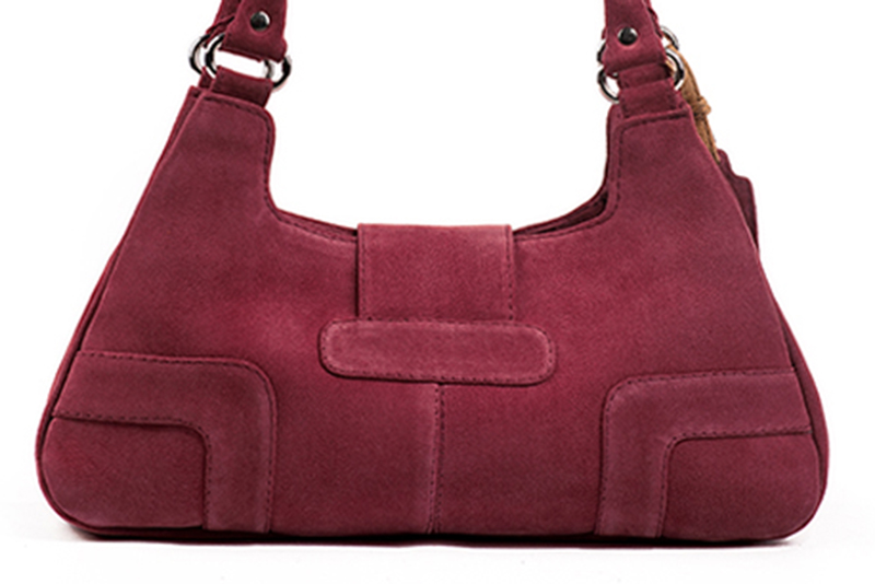 Dress handbag in raspberry red leather - Rear view